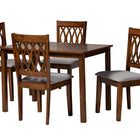Baxton Studio Florencia Modern Grey Fabric and Walnut Brown Finished Wood 5-Piece Dining Set