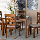 Baxton Studio Florencia Modern Grey Fabric and Walnut Brown Finished Wood 5-Piece Dining Set