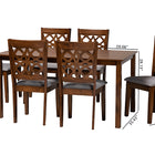 Baxton Studio Abigail Modern Grey Fabric and Walnut Brown Finished Wood 7-Piece Dining Set