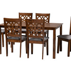 Baxton Studio Abigail Modern Grey Fabric and Walnut Brown Finished Wood 7-Piece Dining Set