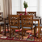 Baxton Studio Abigail Modern Grey Fabric and Walnut Brown Finished Wood 7-Piece Dining Set
