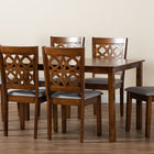 Baxton Studio Abigail Modern Grey Fabric and Walnut Brown Finished Wood 7-Piece Dining Set