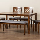 Baxton Studio Abigail Modern Grey Fabric and Walnut Brown Finished Wood 6-Piece Dining Set
