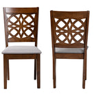 Baxton Studio Abigail Modern Grey Fabric and Walnut Brown Finished Wood 2-Piece Dining Chair Set