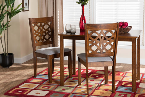 Baxton Studio Abigail Modern Grey Fabric and Walnut Brown Finished Wood 2-Piece Dining Chair Set