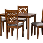Baxton Studio Abigail Modern Grey Fabric and Walnut Brown Finished Wood 5-Piece Dining Set