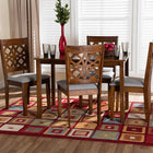 Baxton Studio Abigail Modern Grey Fabric and Walnut Brown Finished Wood 5-Piece Dining Set