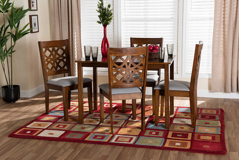 Baxton Studio Abigail Modern Grey Fabric and Walnut Brown Finished Wood 5-Piece Dining Set