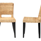 bali & pari Dermot Modern Bohemian Dark Brown Finished Wood and Natural Rattan 2-Piece Dining Chair Set