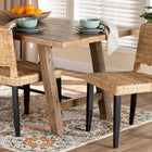 bali & pari Dermot Modern Bohemian Dark Brown Finished Wood and Natural Rattan 2-Piece Dining Chair Set