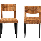bali & pari Manrico Modern Bohemian Dark Brown Finished Wood and Natural Rattan 2-Piece Dining Chair Set