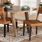 bali & pari Manrico Modern Bohemian Dark Brown Finished Wood and Natural Rattan 2-Piece Dining Chair Set
