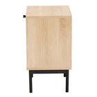 Baxton Studio Sherwin Mid-Century Modern Light Brown and Black 1-Drawer End Table with Woven Rattan Accent