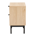 Baxton Studio Sherwin Mid-Century Modern Light Brown and Black 2-Drawer End Table with Woven Rattan Accent