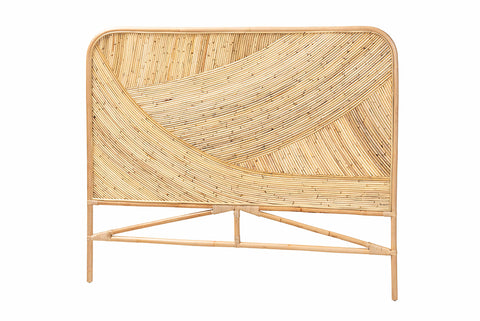 bali & pari Delphi Modern Bohemian Natural Brown Rattan Queen Size Standalone Headboard