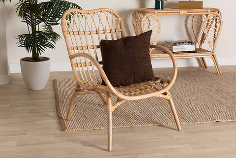 bali & pari Bajo Modern Bohemian Natural Brown Rattan Arm Chair