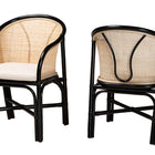 bali & pari Miranda Modern Bohemian Two-Tone Black and Natural Brown Rattan 2-Piece Dining Chair Set