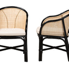 bali & pari Miranda Modern Bohemian Two-Tone Black and Natural Brown Rattan 2-Piece Dining Chair Set
