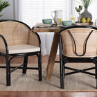 bali & pari Miranda Modern Bohemian Two-Tone Black and Natural Brown Rattan 2-Piece Dining Chair Set
