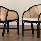 bali & pari Miranda Modern Bohemian Two-Tone Black and Natural Brown Rattan 2-Piece Dining Chair Set