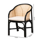 bali & pari Miranda Modern Bohemian Two-Tone Black and Natural Brown Rattan 2-Piece Dining Chair Set