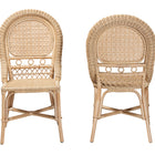 bali & pari Jelita Modern Bohemian Natural Brown Rattan 2-Piece Dining Chair Set