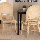 bali & pari Jelita Modern Bohemian Natural Brown Rattan 2-Piece Dining Chair Set