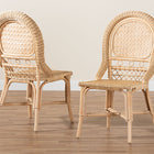 bali & pari Jelita Modern Bohemian Natural Brown Rattan 2-Piece Dining Chair Set