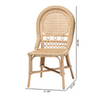 bali & pari Jelita Modern Bohemian Natural Brown Rattan 2-Piece Dining Chair Set