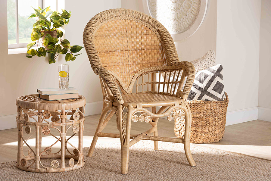 bali & pari Ratu Modern Bohemian Natural Brown Rattan Accent Chair