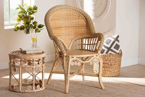 bali & pari Ratu Modern Bohemian Natural Brown Rattan Accent Chair