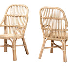 bali & pari Sumatera Modern Bohemian Natural Brown Rattan 2-Piece Dining Chair Set