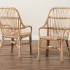 bali & pari Sumatera Modern Bohemian Natural Brown Rattan 2-Piece Dining Chair Set