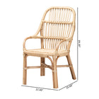 bali & pari Sumatera Modern Bohemian Natural Brown Rattan 2-Piece Dining Chair Set
