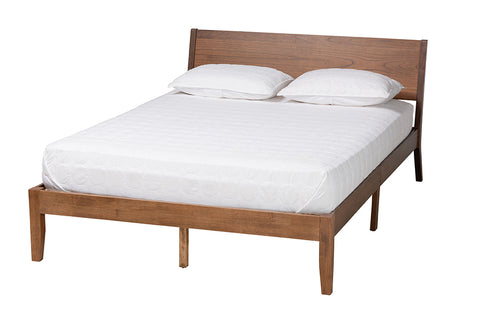 Baxton Studio Salvatore Mid-Century Modern Walnut Brown Finished Wood King Size Platform Bed