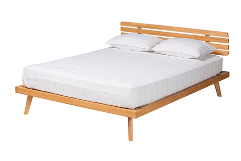 Baxton Studio Joaquin Modern Japandi Rustic Brown Finished Wood Queen Size Platform Bed