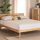 Baxton Studio Joaquin Modern Japandi Rustic Brown Finished Wood Queen Size Platform Bed