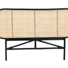 bali & pari Reegan Modern Bohemian Two-Tone Black and Natural Brown Rattan Queen Size Standalone Headboard