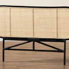 bali & pari Reegan Modern Bohemian Two-Tone Black and Natural Brown Rattan Queen Size Standalone Headboard