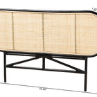 bali & pari Reegan Modern Bohemian Two-Tone Black and Natural Brown Rattan Queen Size Standalone Headboard