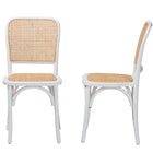 Baxton Studio Neah Japandi White Wood and Natural Rattan 2-Piece Dining Chair Set