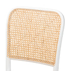 Baxton Studio Neah Japandi White Wood and Natural Rattan 2-Piece Dining Chair Set