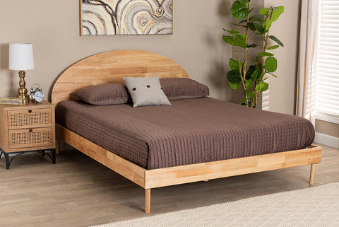 Baxton Studio Denton Japandi Natural Brown Finished Wood Queen Size Platform Bed