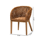 bali & pari Mario Modern Bohemian Natural Brown Finished Teak Wood and Rattan 2-Piece Dining Chair Set