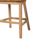 bali & pari Mario Modern Bohemian Natural Brown Finished Teak Wood and Rattan 2-Piece Counter Stool Set