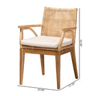bali & pari Storsel Modern Bohemian Natural Brown Finished Teak Wood and Rattan Dining Chair