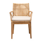 bali & pari Storsel Modern Bohemian Natural Brown Finished Teak Wood and Rattan Dining Chair