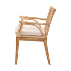 bali & pari Storsel Modern Bohemian Natural Brown Finished Teak Wood and Rattan Dining Chair
