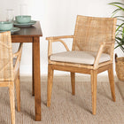 bali & pari Storsel Modern Bohemian Natural Brown Finished Teak Wood and Rattan Dining Chair