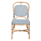 bali & pari Luciana Modern French Blue and White Weaving Natural Rattan Bistro Chair